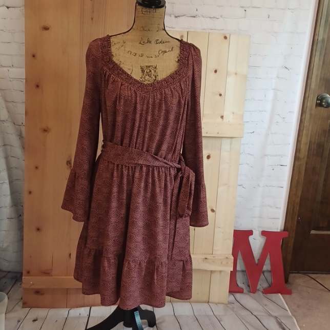 Nwt Michael Michael Kors Long Sleeve Dress With Sash Size L